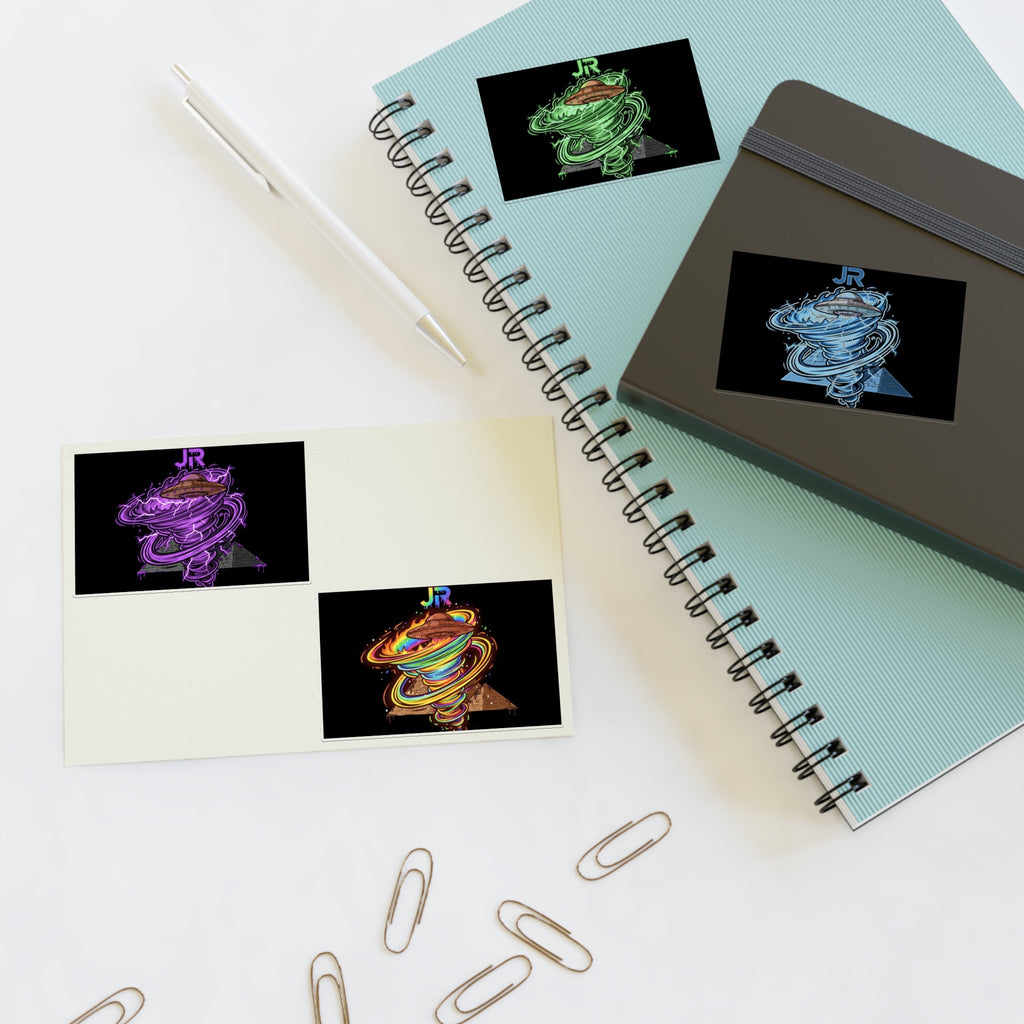 Galactic Tornado Sticker Sheet — Colorful Space Planet Decals Printify