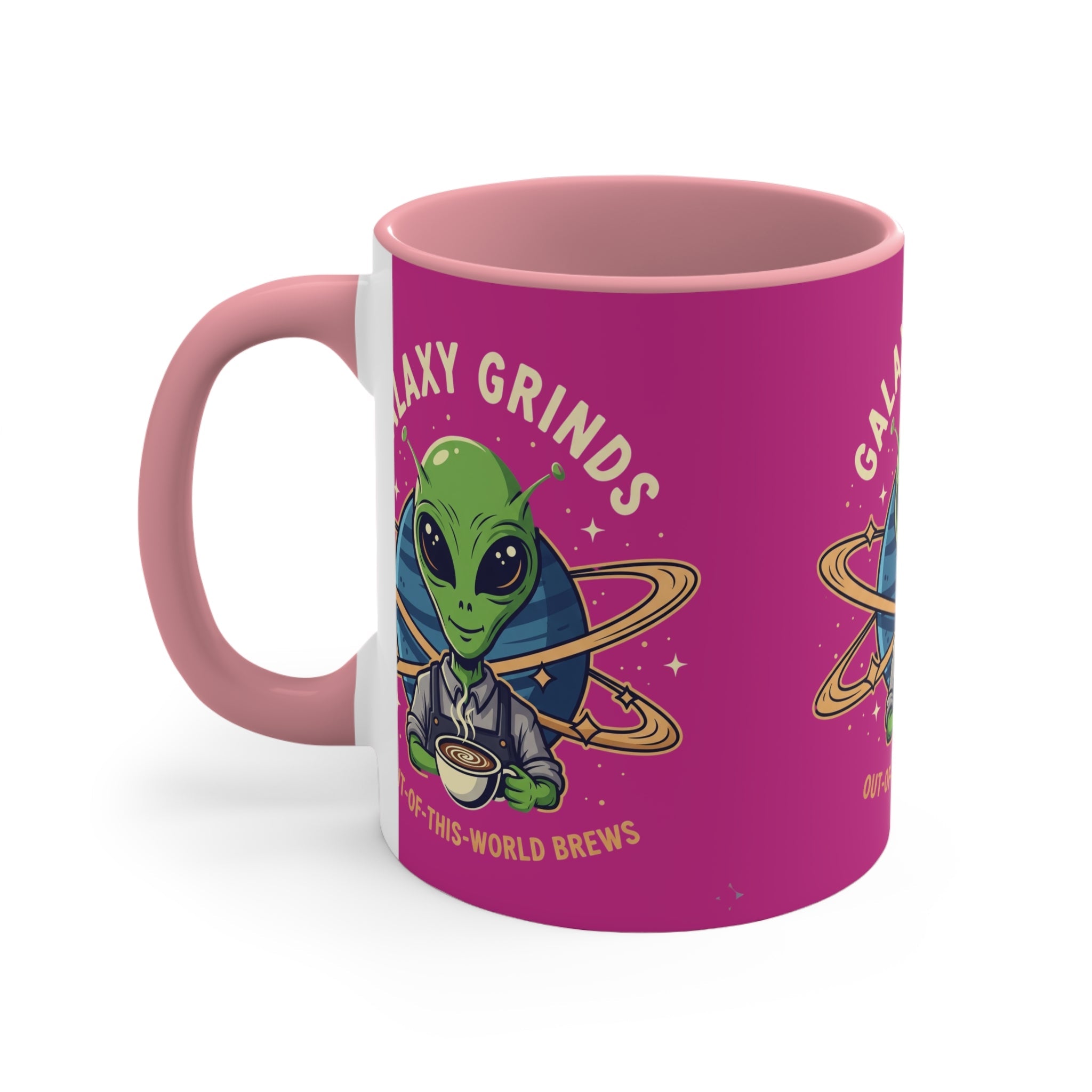 Galaxy Grinds Coffee Mug — Alien 'Out-of-This-World Brews' 11oz Accent Mug Printify