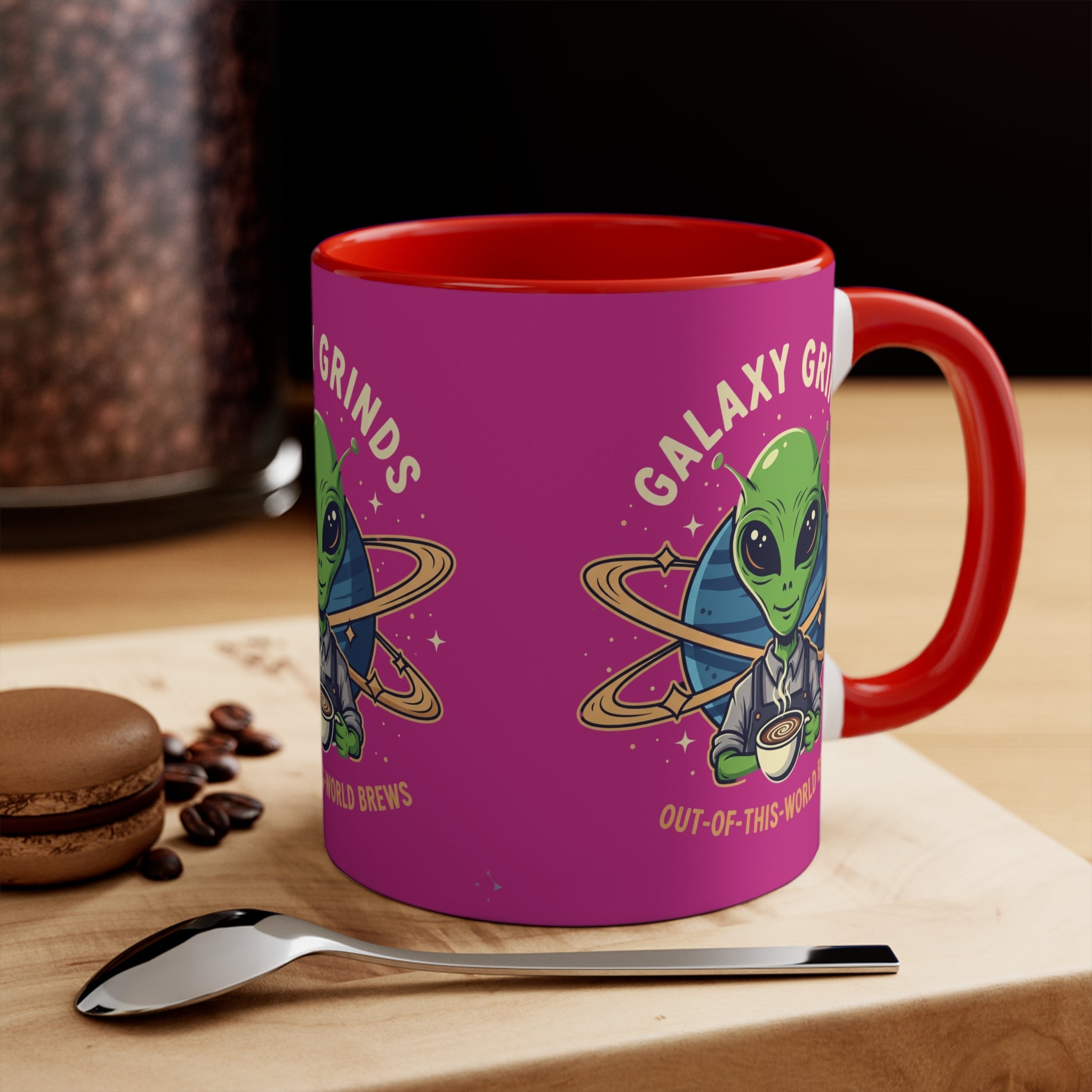 Galaxy Grinds Coffee Mug — Alien 'Out-of-This-World Brews' 11oz Accent Mug Printify