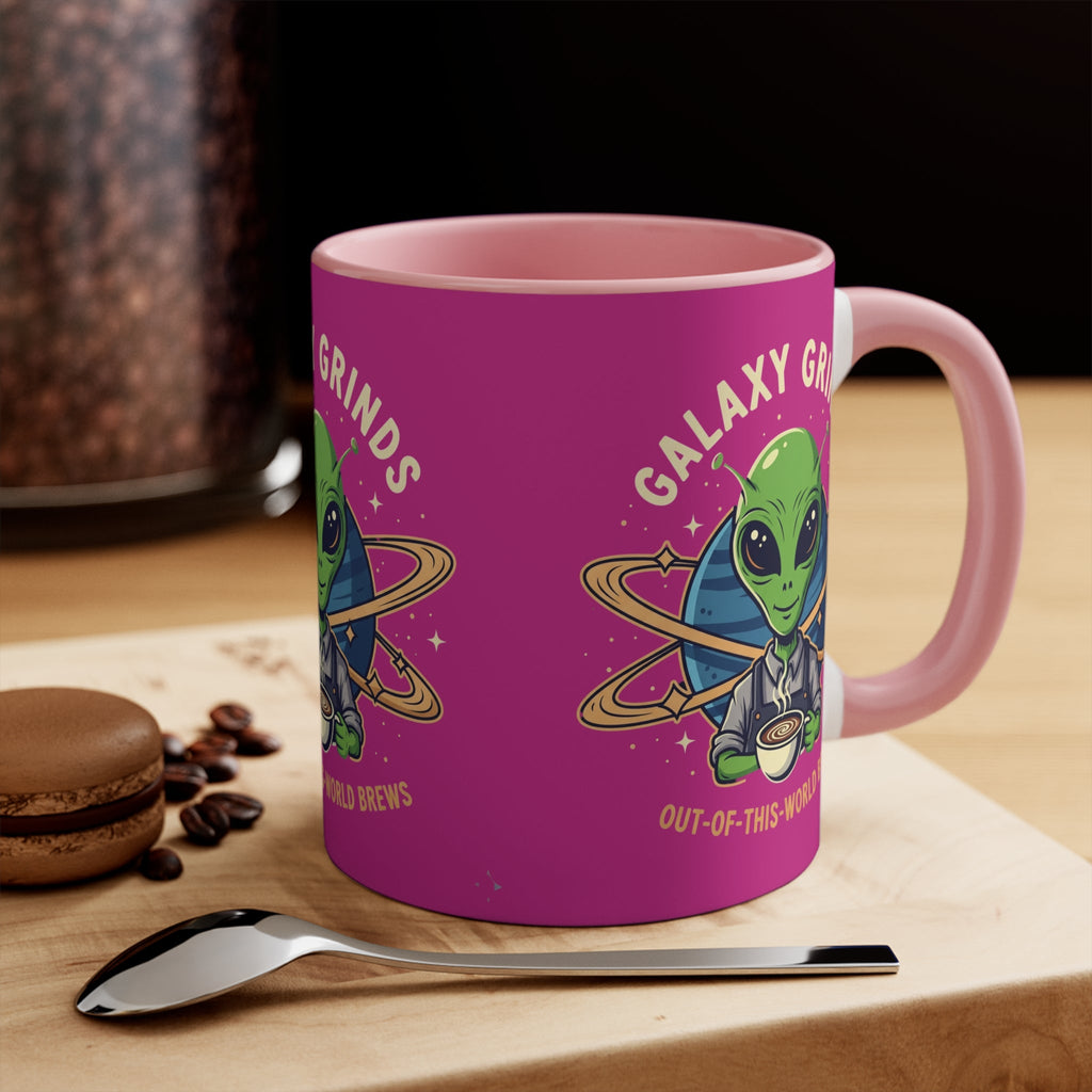 Galaxy Grinds Coffee Mug — Alien 'Out-of-This-World Brews' 11oz Accent Mug Printify