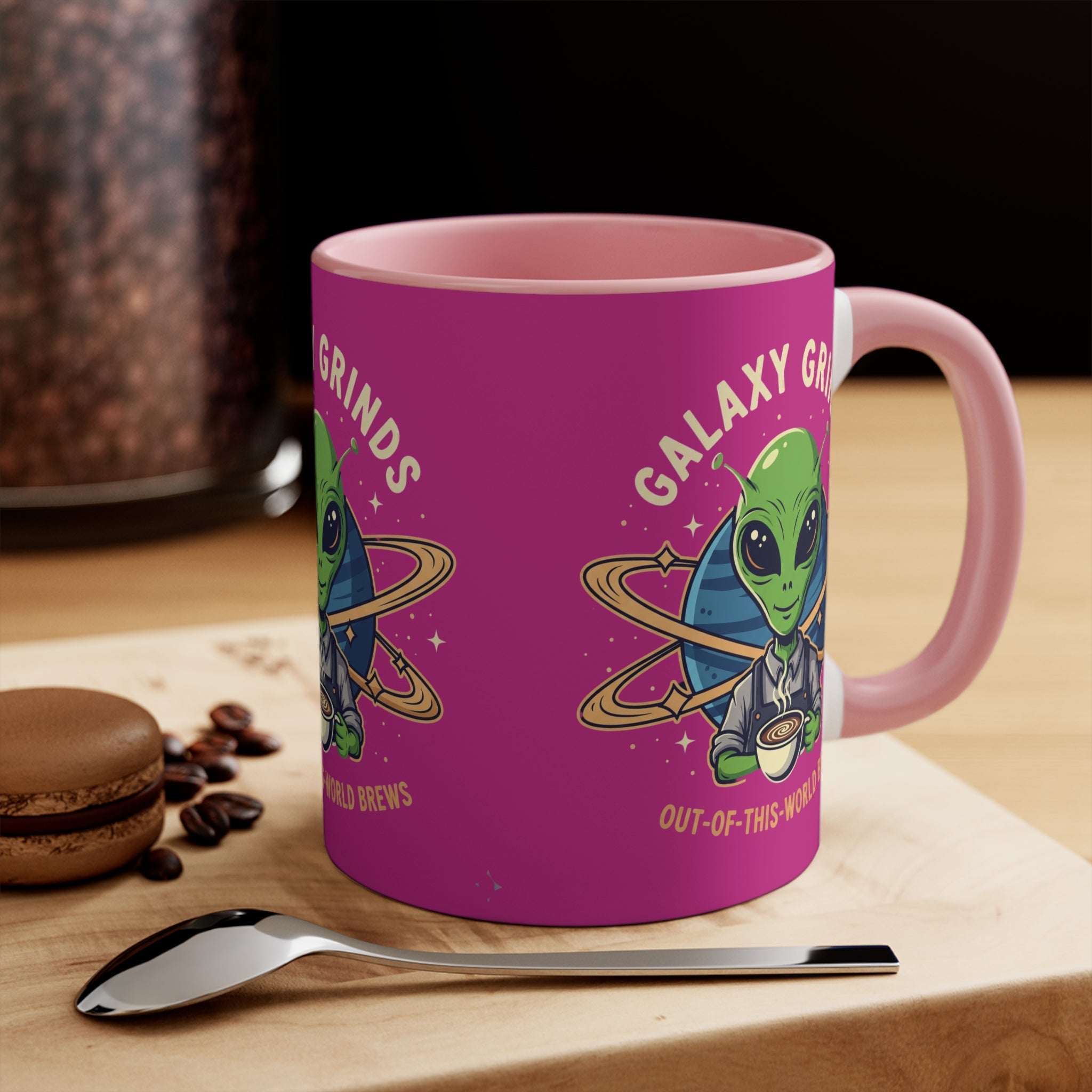 Galaxy Grinds Coffee Mug — Alien 'Out-of-This-World Brews' 11oz Accent Mug Printify
