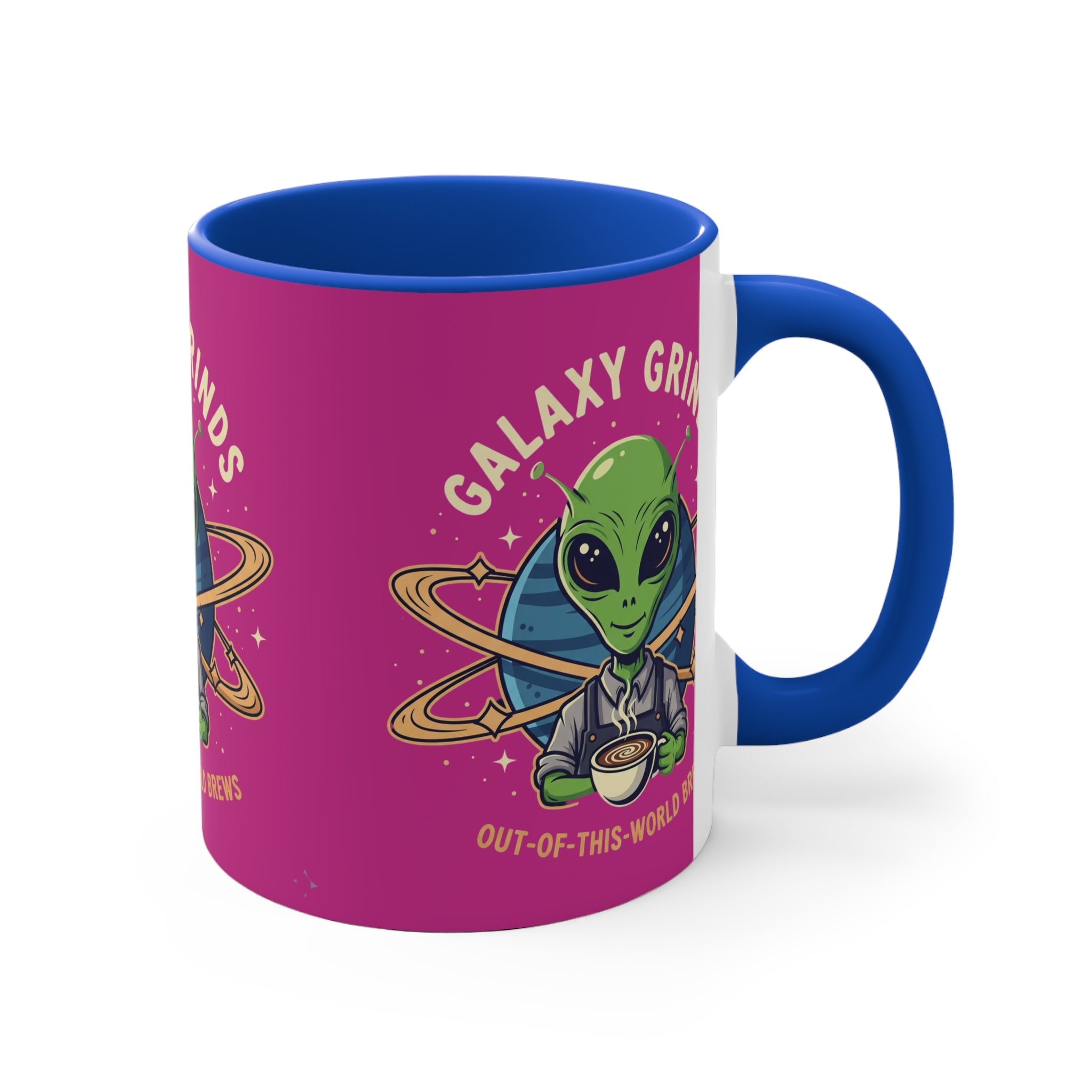 Galaxy Grinds Coffee Mug — Alien 'Out-of-This-World Brews' 11oz Accent Mug Printify