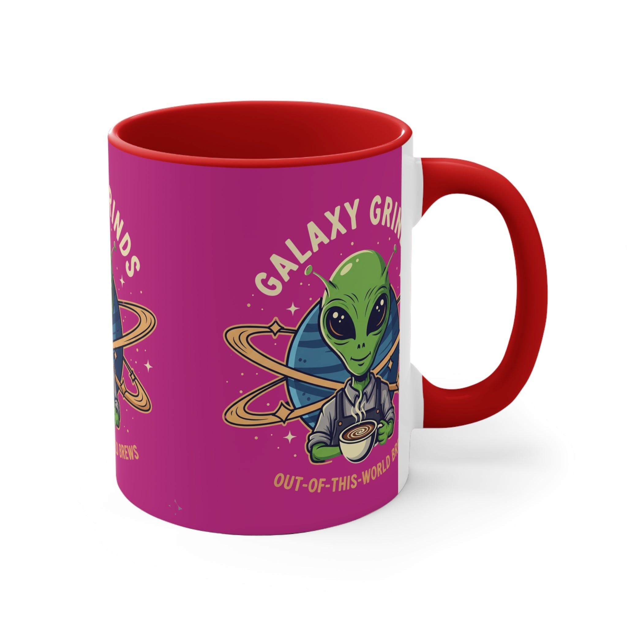 Galaxy Grinds Coffee Mug — Alien 'Out-of-This-World Brews' 11oz Accent Mug Printify