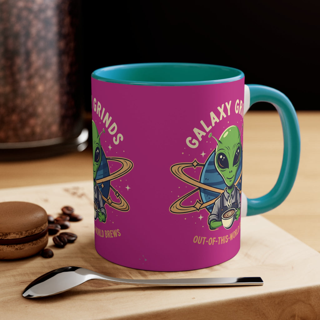 Galaxy Grinds Coffee Mug — Alien 'Out-of-This-World Brews' 11oz Accent Mug Printify