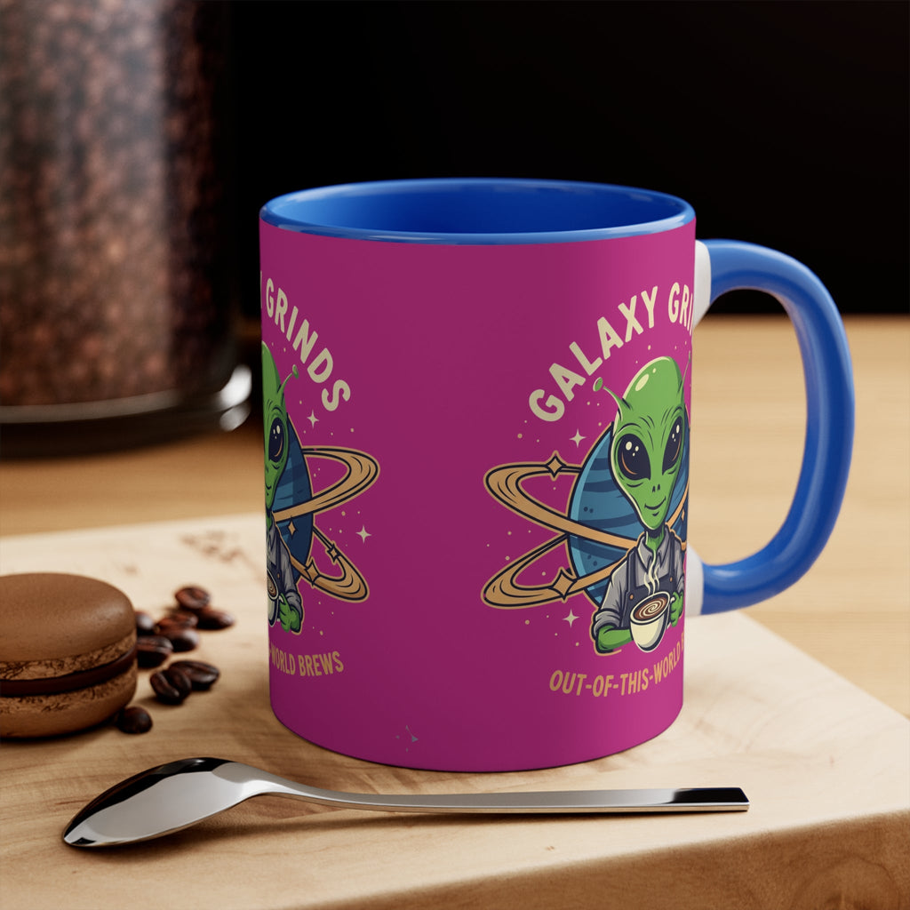 Galaxy Grinds Coffee Mug — Alien 'Out-of-This-World Brews' 11oz Accent Mug Printify