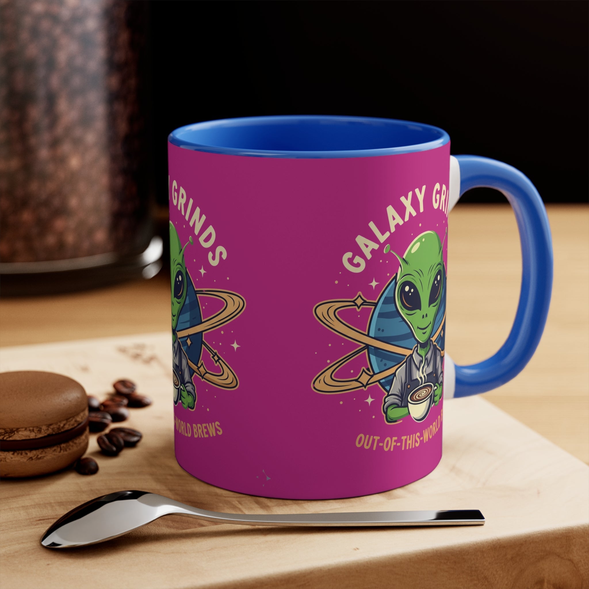 Galaxy Grinds Coffee Mug — Alien 'Out-of-This-World Brews' 11oz Accent Mug Printify