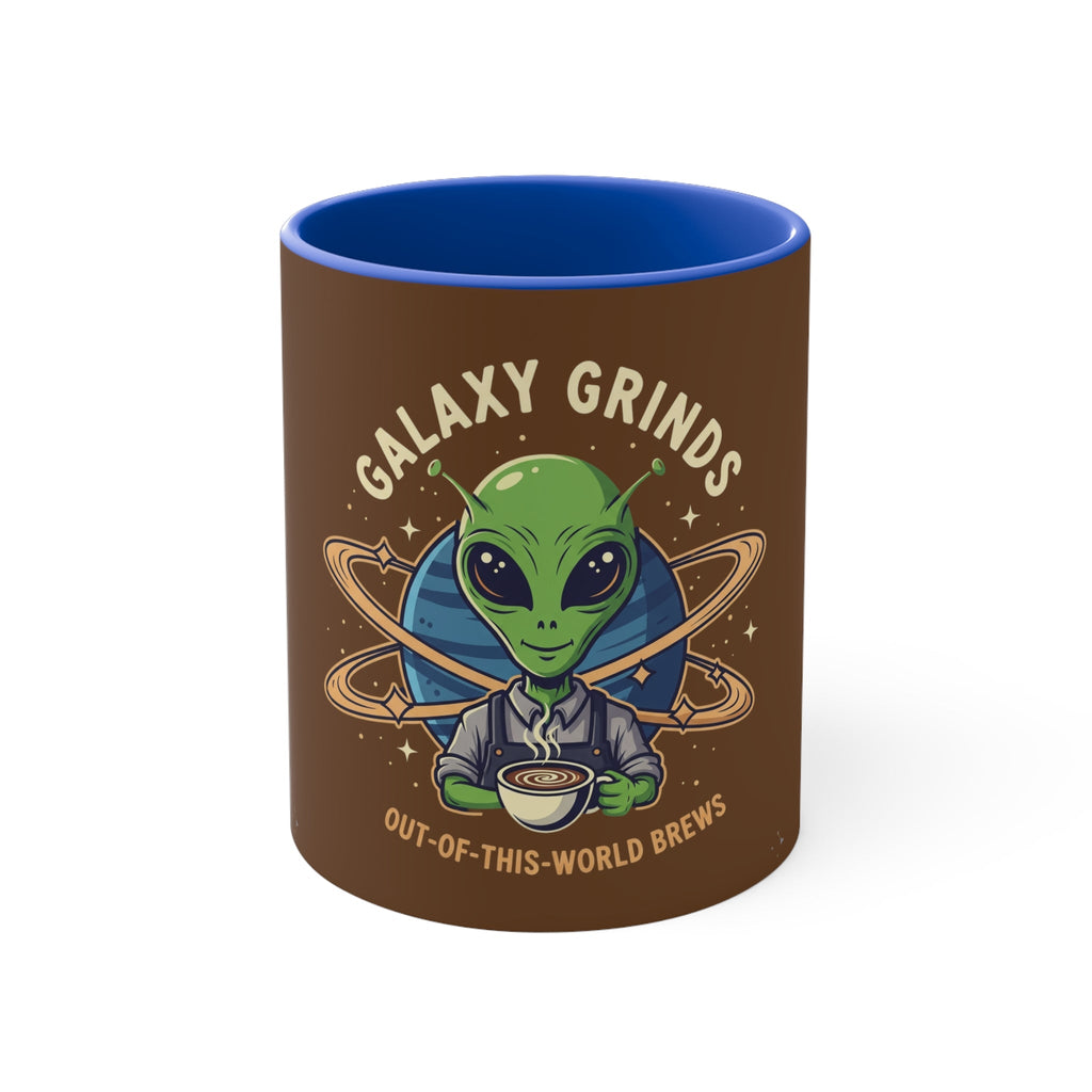 Galaxy Grinds Alien Coffee Mug – “Out Of This World Brews” 11oz Accent Mug Printify