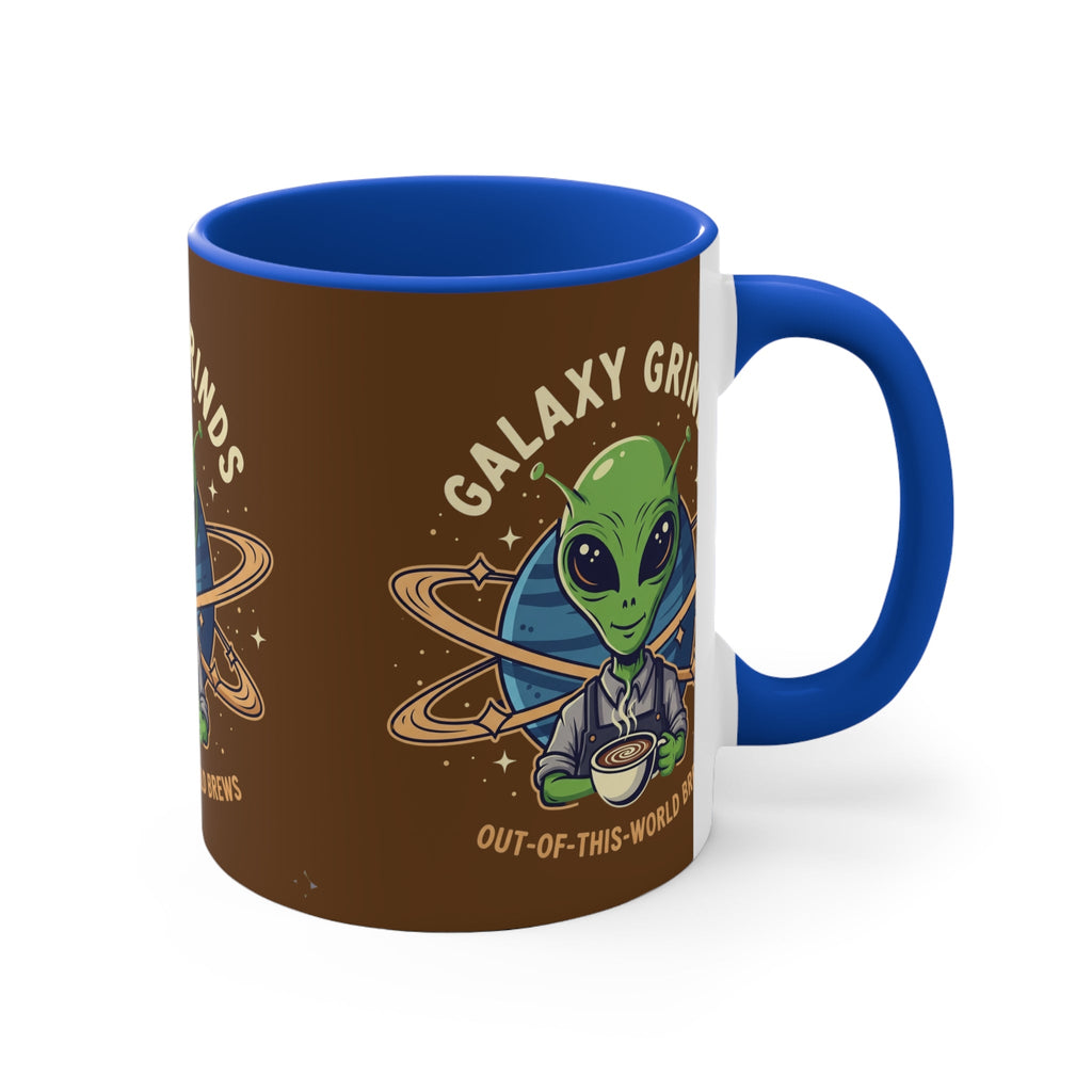 Galaxy Grinds Alien Coffee Mug – “Out Of This World Brews” 11oz Accent Mug Printify