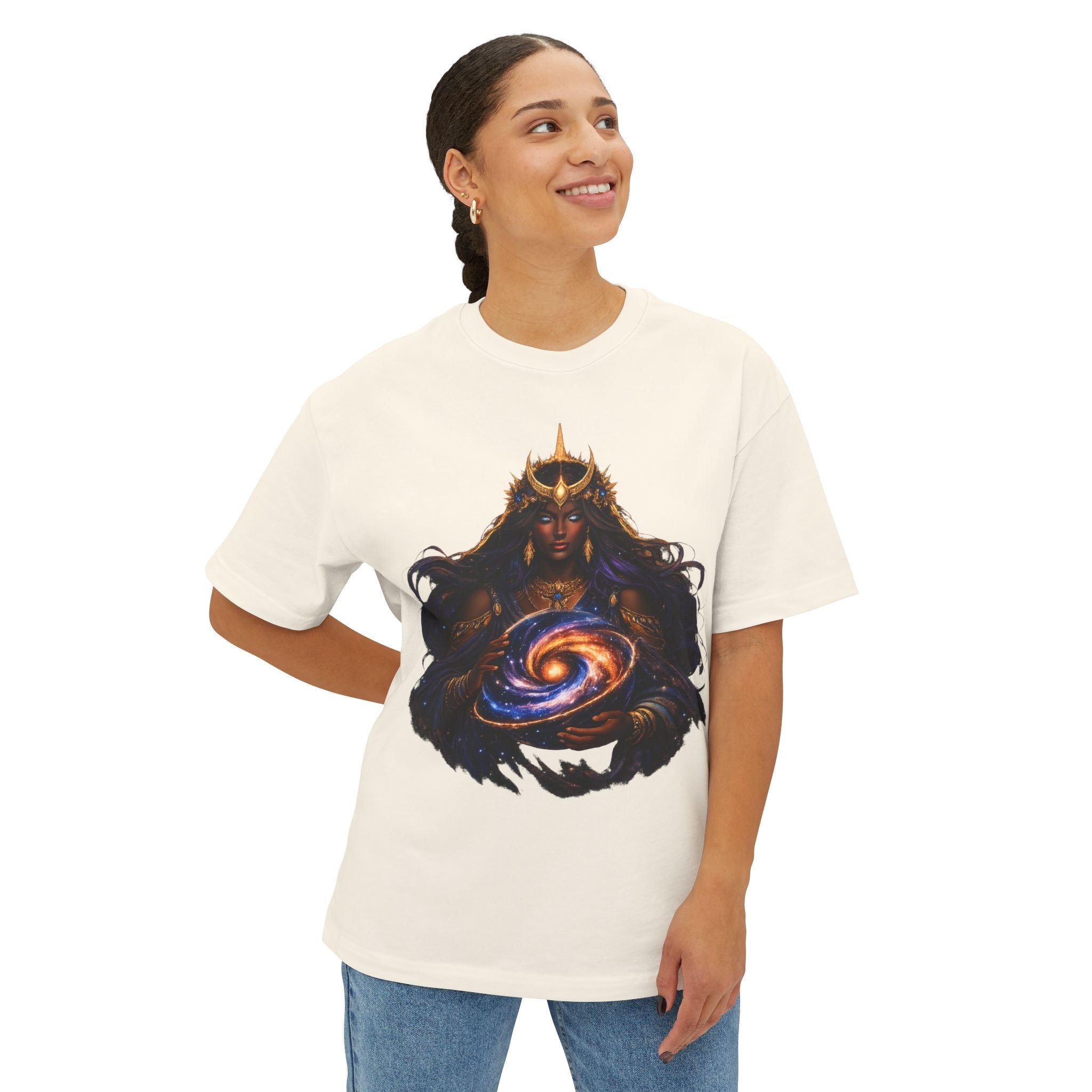 Galaxy Queen Tee | Cosmic Goddess Unisex Oversized Boxy Tee