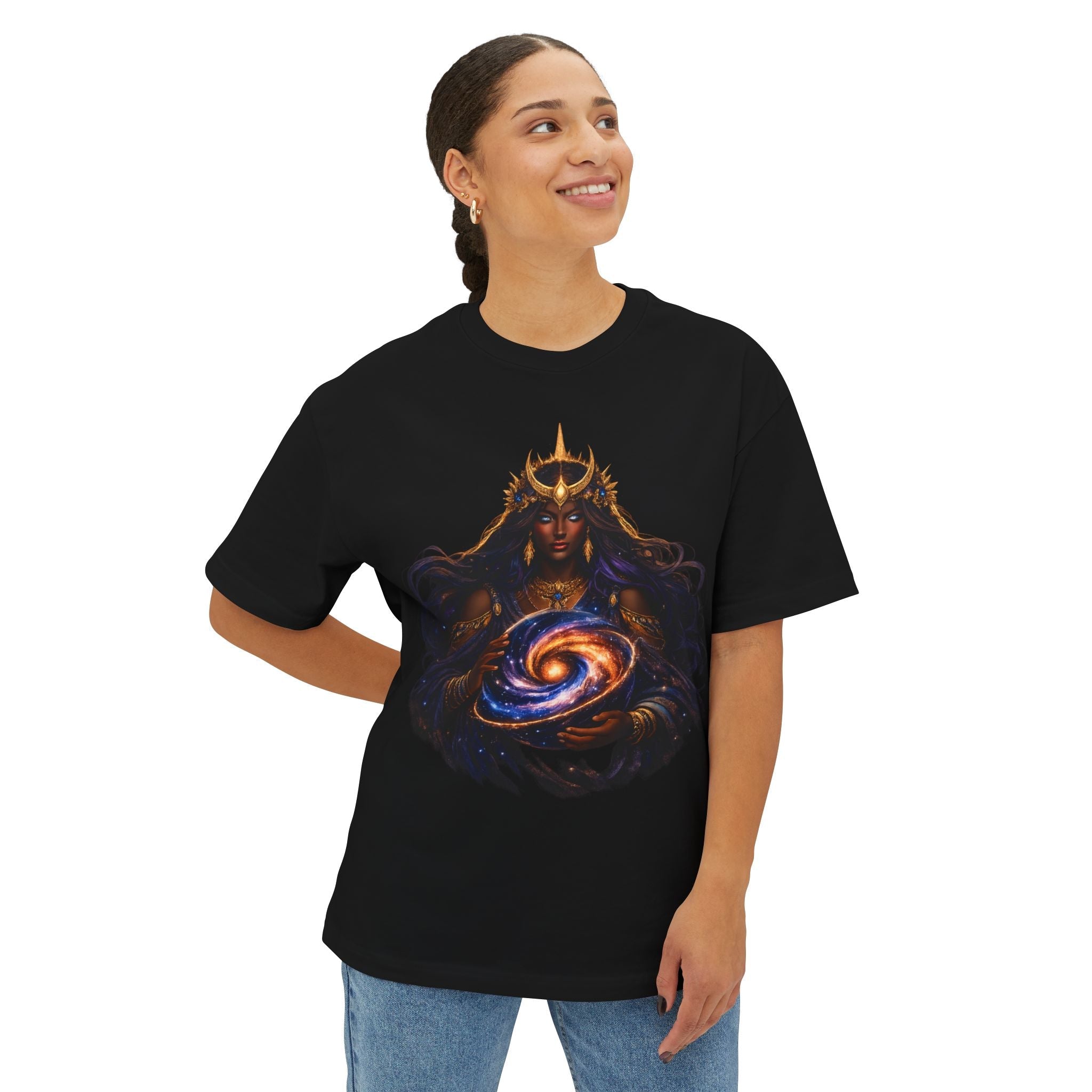 Galaxy Queen Tee | Cosmic Goddess Unisex Oversized Boxy Tee
