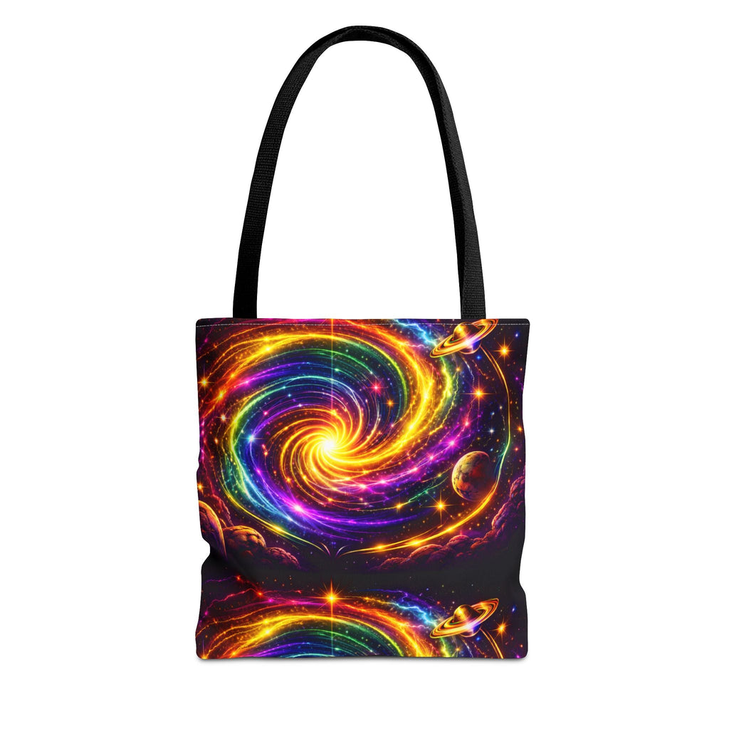 Galaxy Swirl Tote Bag — Vibrant Rainbow Space Spiral All-Over Print Printify