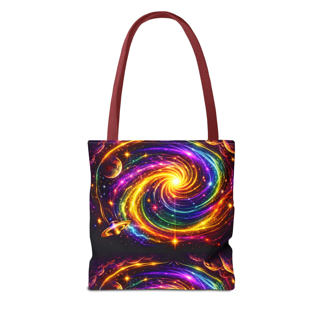 Galaxy Swirl Tote Bag — Vibrant Rainbow Space Spiral All-Over Print Printify