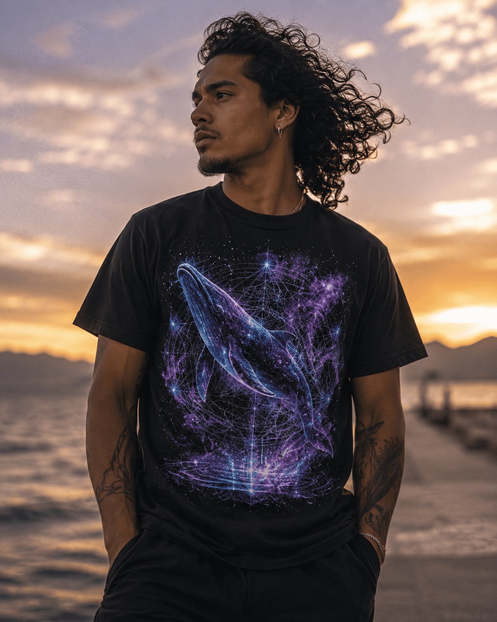 Galaxy Whale T-Shirt — Cosmic Whale Graphic Tee for Ocean & Space Lovers.