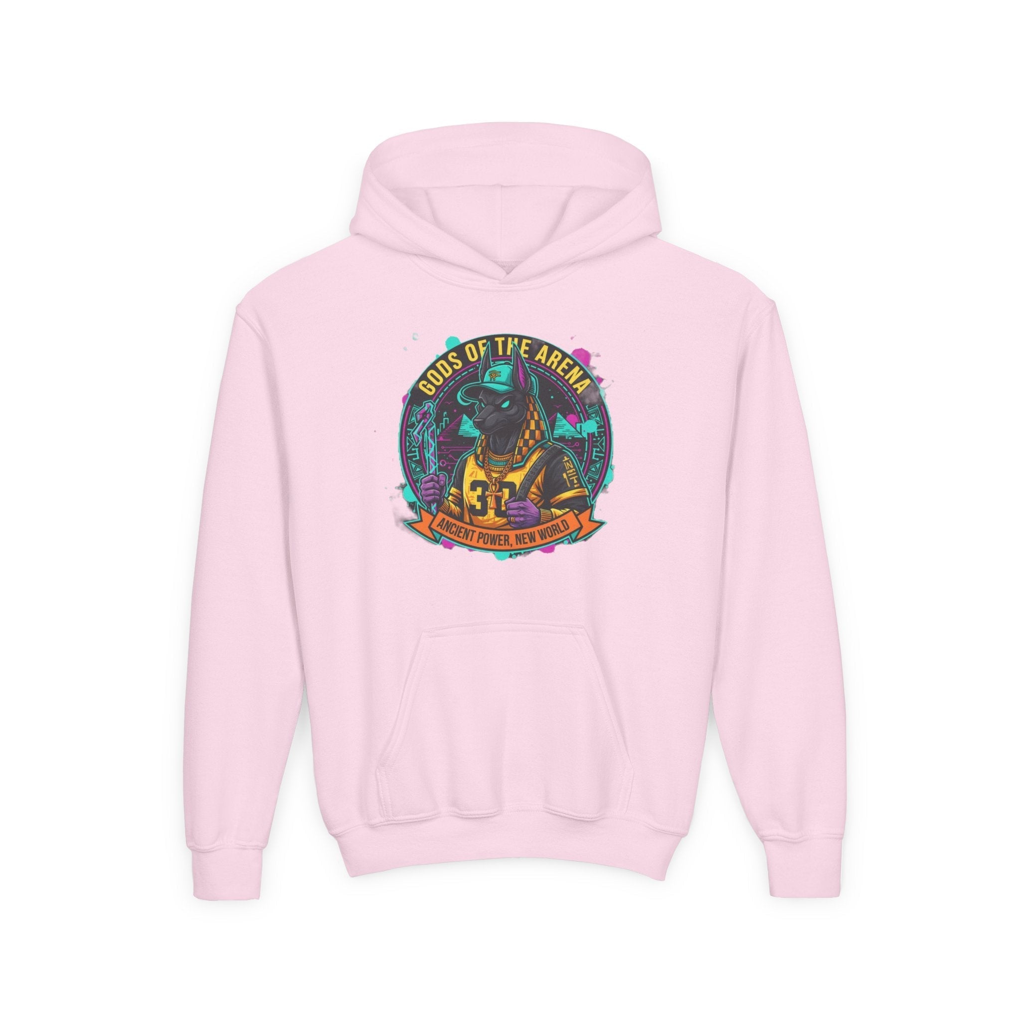 Youth Hoodie — «Gods of the Arcade» Retro Gamer Graphic Hooded Sweatshirt Printify