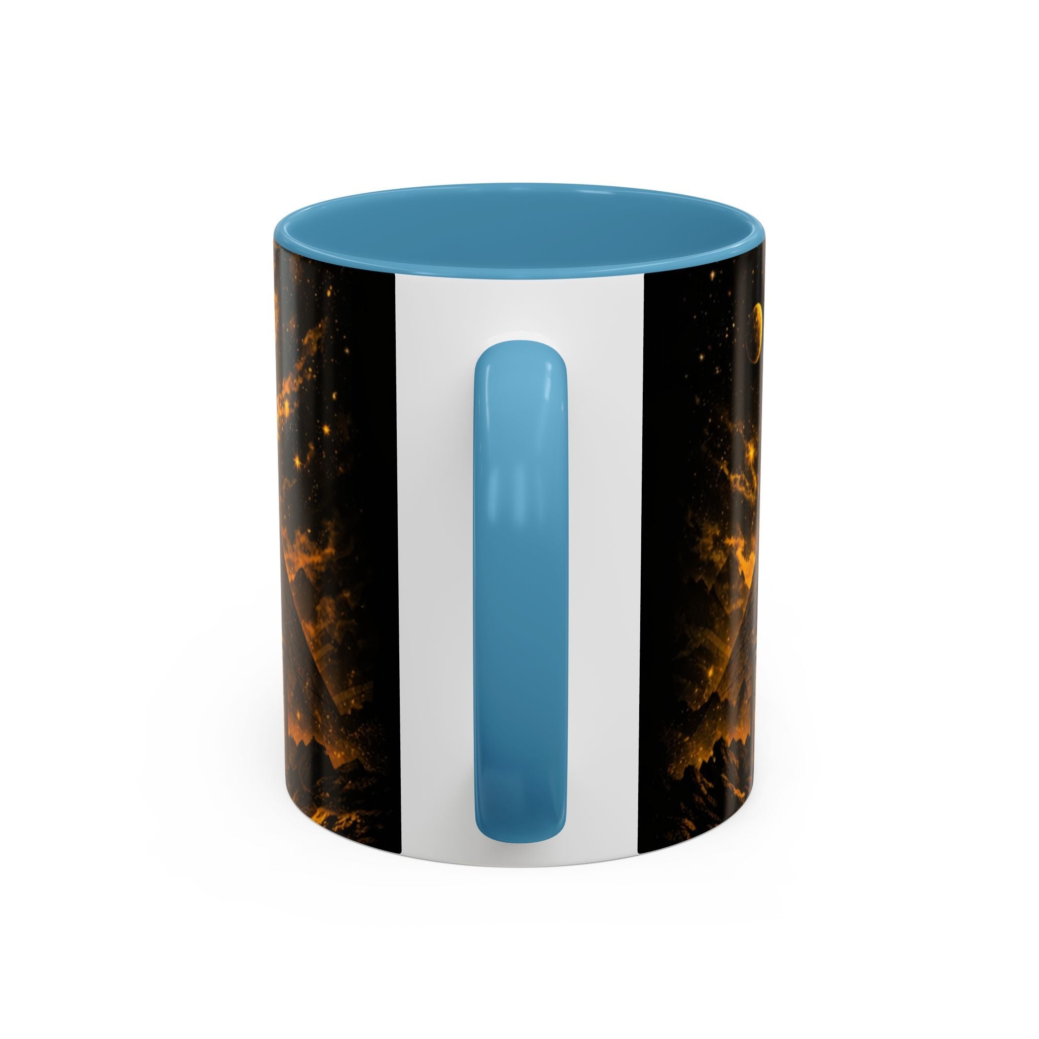 Golden Portal Coffee Mug — Mystical Spiral Galaxy Pyramid Design (11/15 oz) Printify