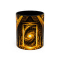 Golden Portal Coffee Mug — Mystical Spiral Galaxy Pyramid Design (11/15 oz) Printify