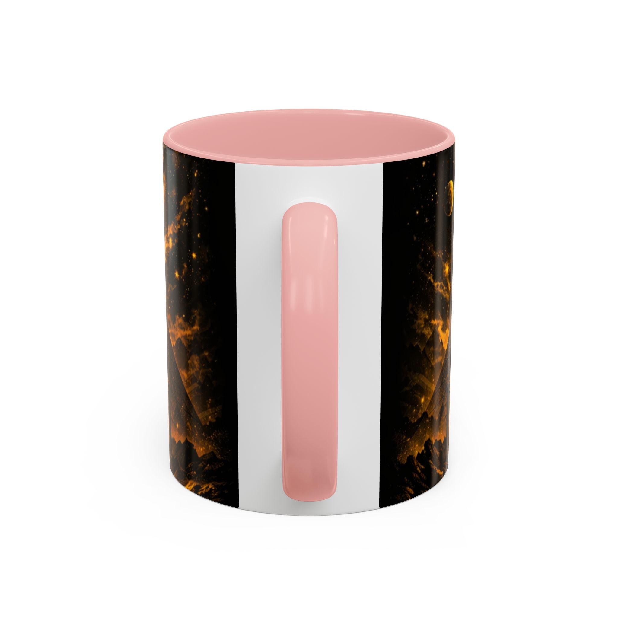 Golden Portal Coffee Mug — Mystical Spiral Galaxy Pyramid Design (11/15 oz) Printify