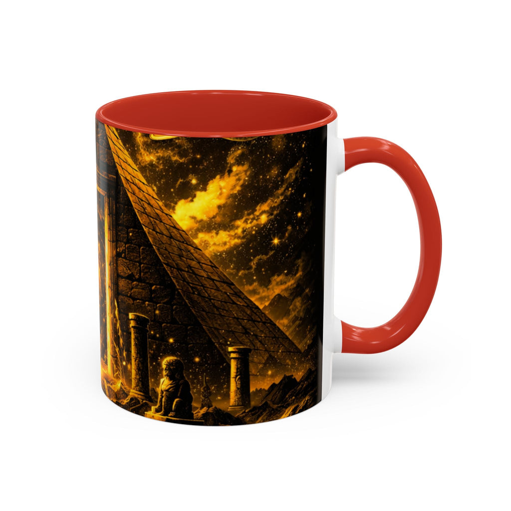 Golden Portal Coffee Mug — Mystical Spiral Galaxy Pyramid Design (11/15 oz) Printify