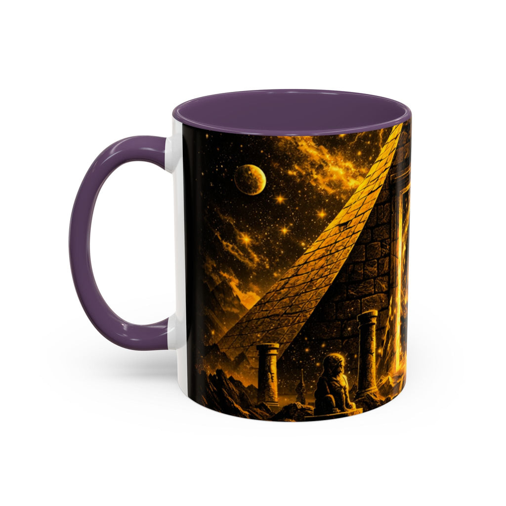 Golden Portal Coffee Mug — Mystical Spiral Galaxy Pyramid Design (11/15 oz) Printify