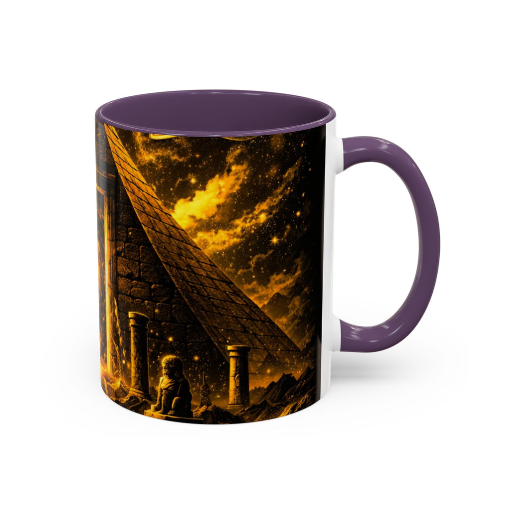 Golden Portal Coffee Mug — Mystical Spiral Galaxy Pyramid Design (11/15 oz) Printify