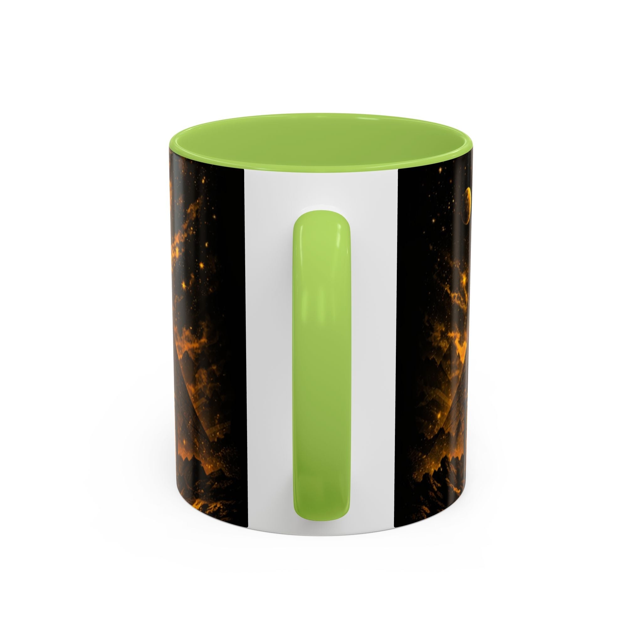 Golden Portal Coffee Mug — Mystical Spiral Galaxy Pyramid Design (11/15 oz) Printify