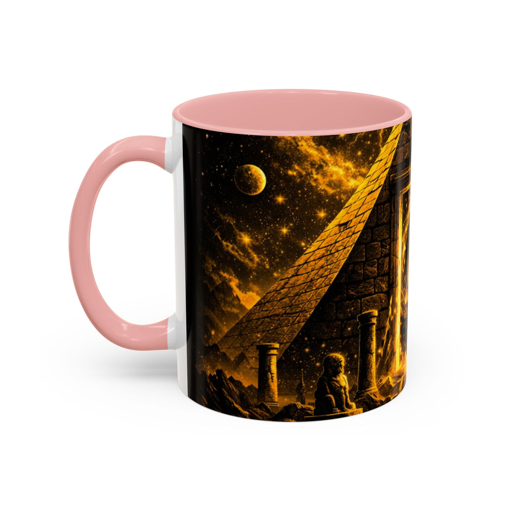Golden Portal Coffee Mug — Mystical Spiral Galaxy Pyramid Design (11/15 oz) Printify