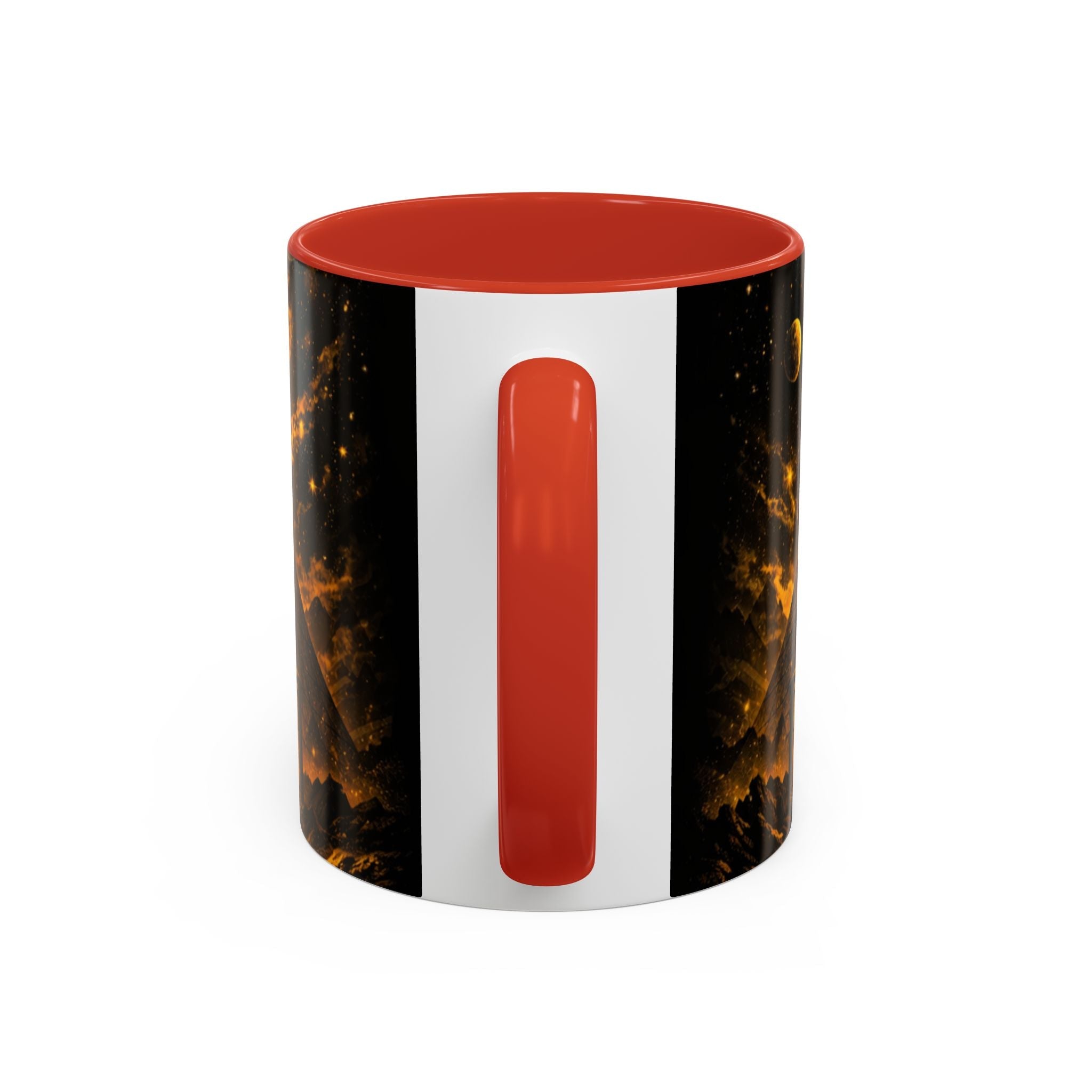 Golden Portal Coffee Mug — Mystical Spiral Galaxy Pyramid Design (11/15 oz) Printify