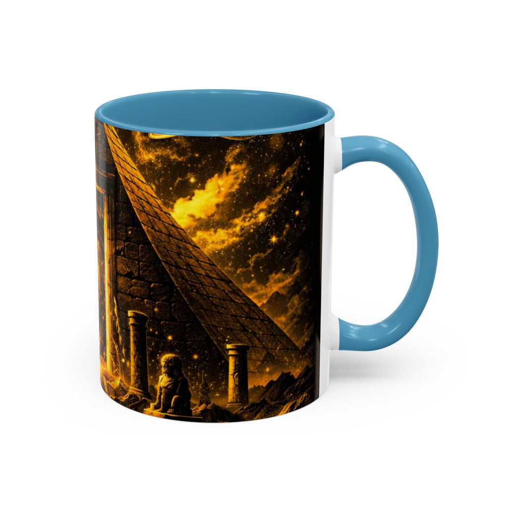 Golden Portal Coffee Mug — Mystical Spiral Galaxy Pyramid Design (11/15 oz) Printify
