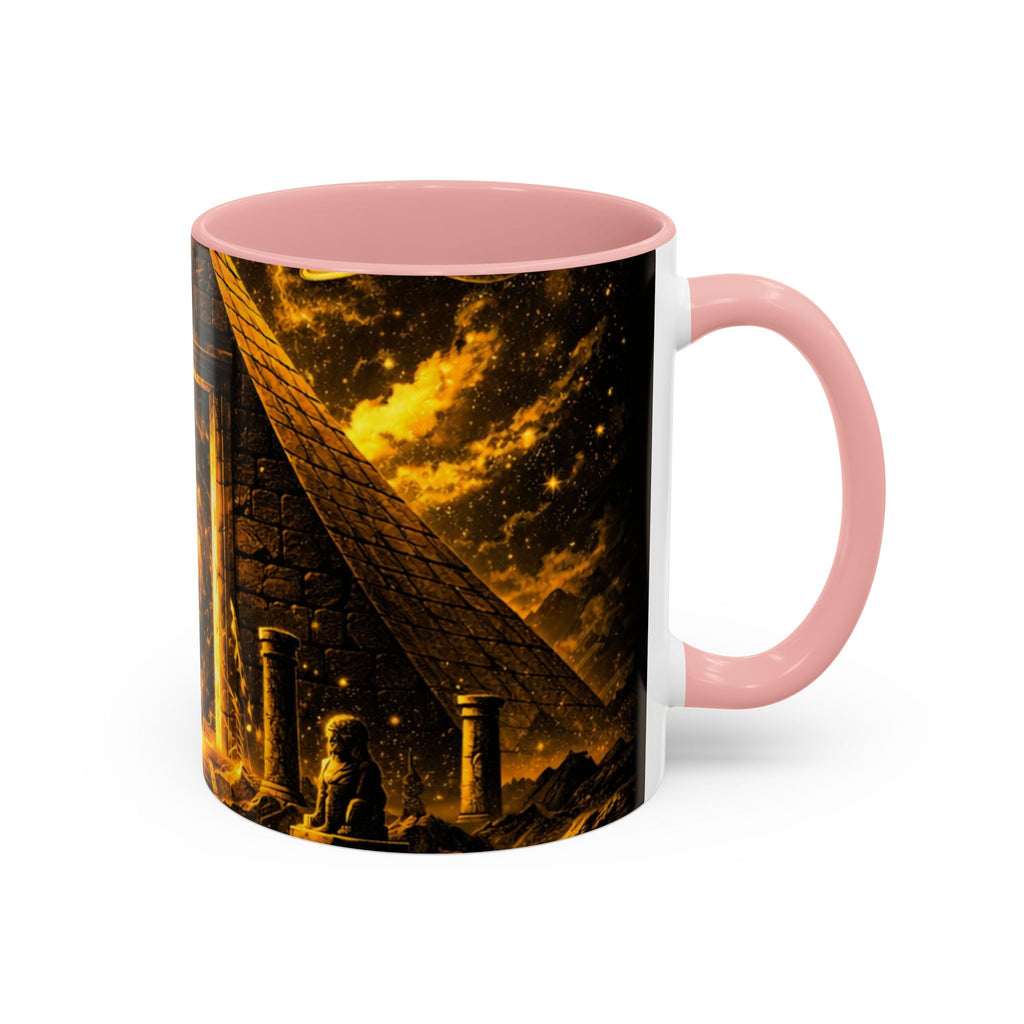 Golden Portal Coffee Mug — Mystical Spiral Galaxy Pyramid Design (11/15 oz) Printify