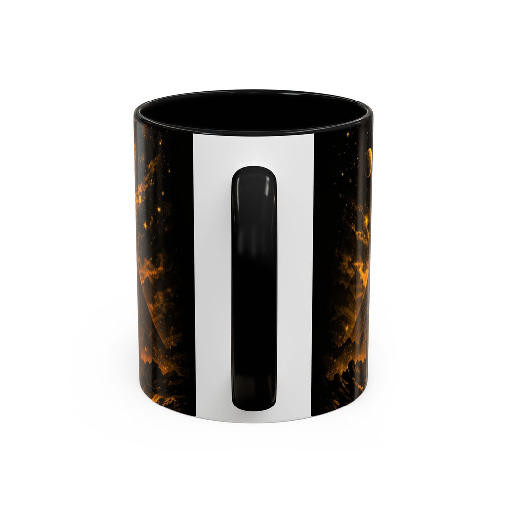 Golden Portal Coffee Mug — Mystical Spiral Galaxy Pyramid Design (11/15 oz) Printify
