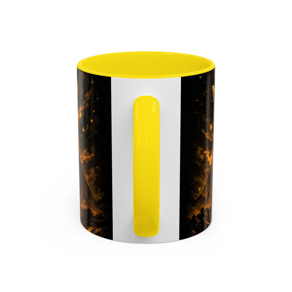Golden Portal Coffee Mug — Mystical Spiral Galaxy Pyramid Design (11/15 oz) Printify