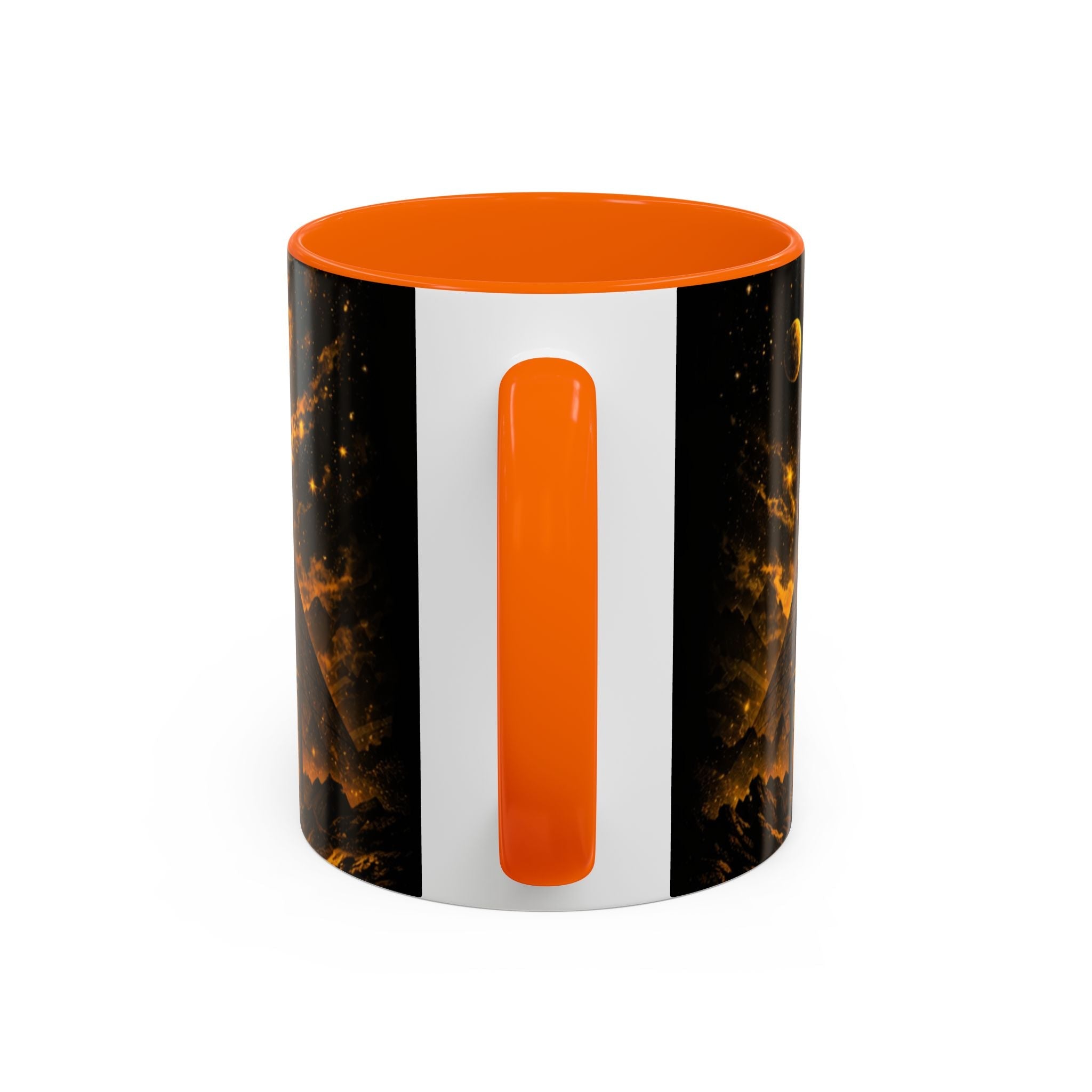 Golden Portal Coffee Mug — Mystical Spiral Galaxy Pyramid Design (11/15 oz) Printify