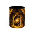 Golden Portal Coffee Mug — Mystical Spiral Galaxy Pyramid Design (11/15 oz) Printify
