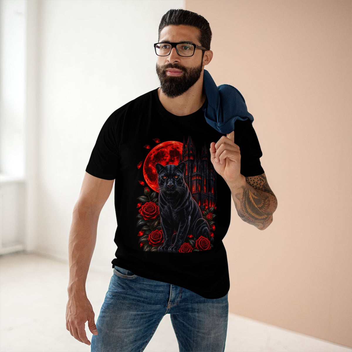 Gothic Black Panther Blood Moon Tee
