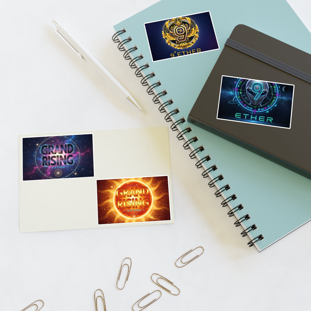 Grand Rising Ether Sticker Sheet — 4-Pack Cosmic Logo Stickers Printify