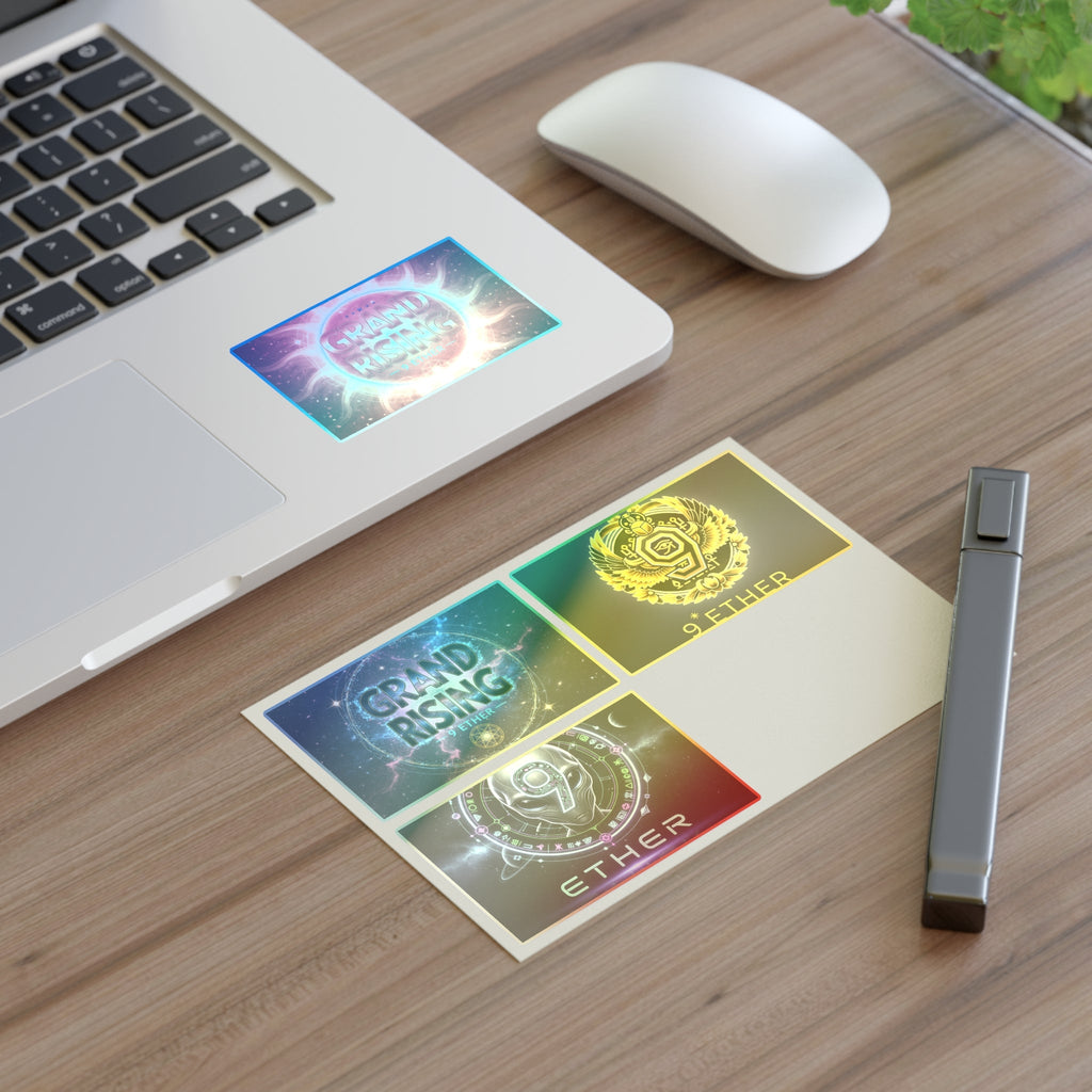 Grand Rising Ether Sticker Sheet — 4-Pack Cosmic Logo Stickers Printify