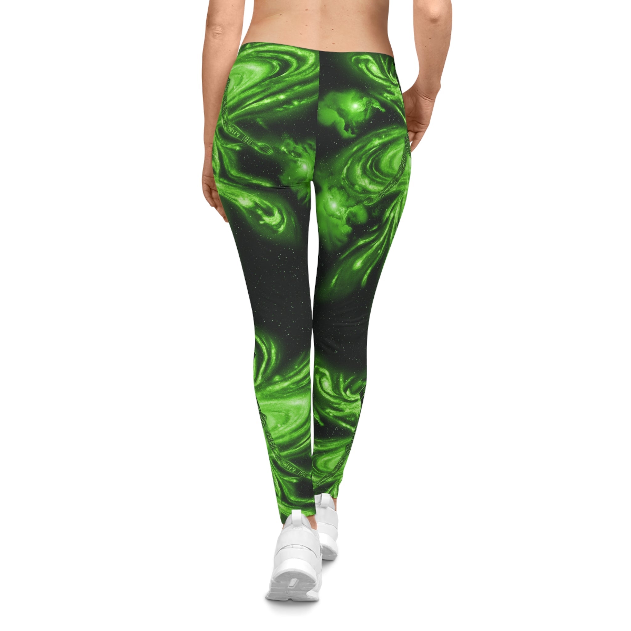 Green Cosmic Pharaoh Leggings — Women's All-Over-Print Galaxy Yoga Pants