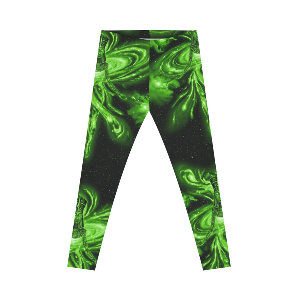 Green Cosmic Pharaoh Leggings — Women's All-Over-Print Galaxy Yoga Pants
