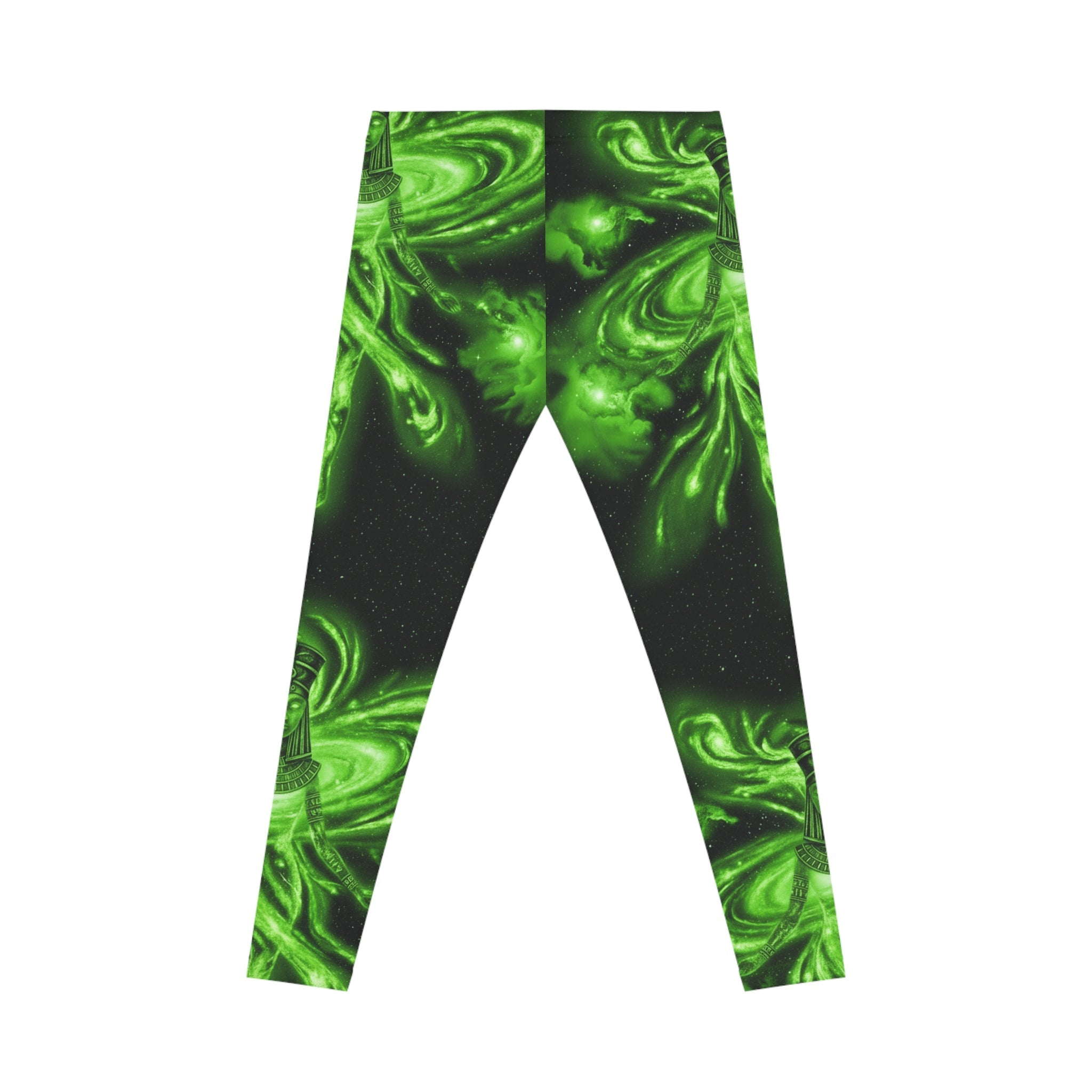 Green Cosmic Pharaoh Leggings — Women's All-Over-Print Galaxy Yoga Pants