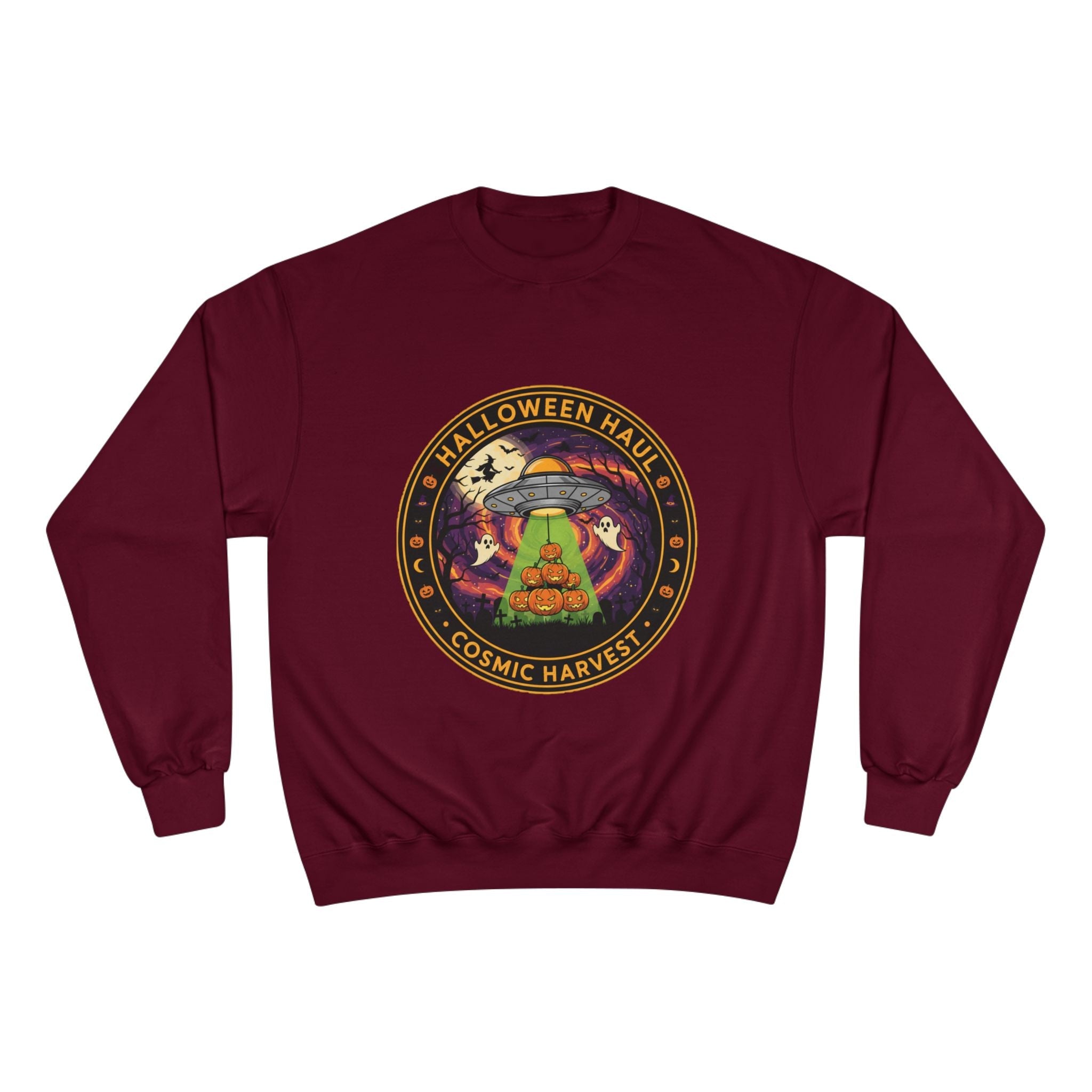 Halloween Cosmic Harvest Sweatshirt, Unisex Graphic Sweatshirt, Fall Apparel, Halloween Gift Idea, Festival Wear, Cozy Lounge Top🎃 Printify
