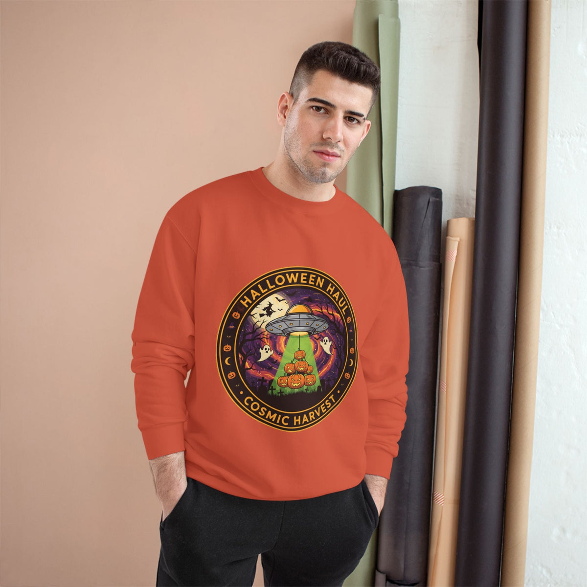 Halloween Cosmic Harvest Sweatshirt, Unisex Graphic Sweatshirt, Fall Apparel, Halloween Gift Idea, Festival Wear, Cozy Lounge Top🎃 Printify