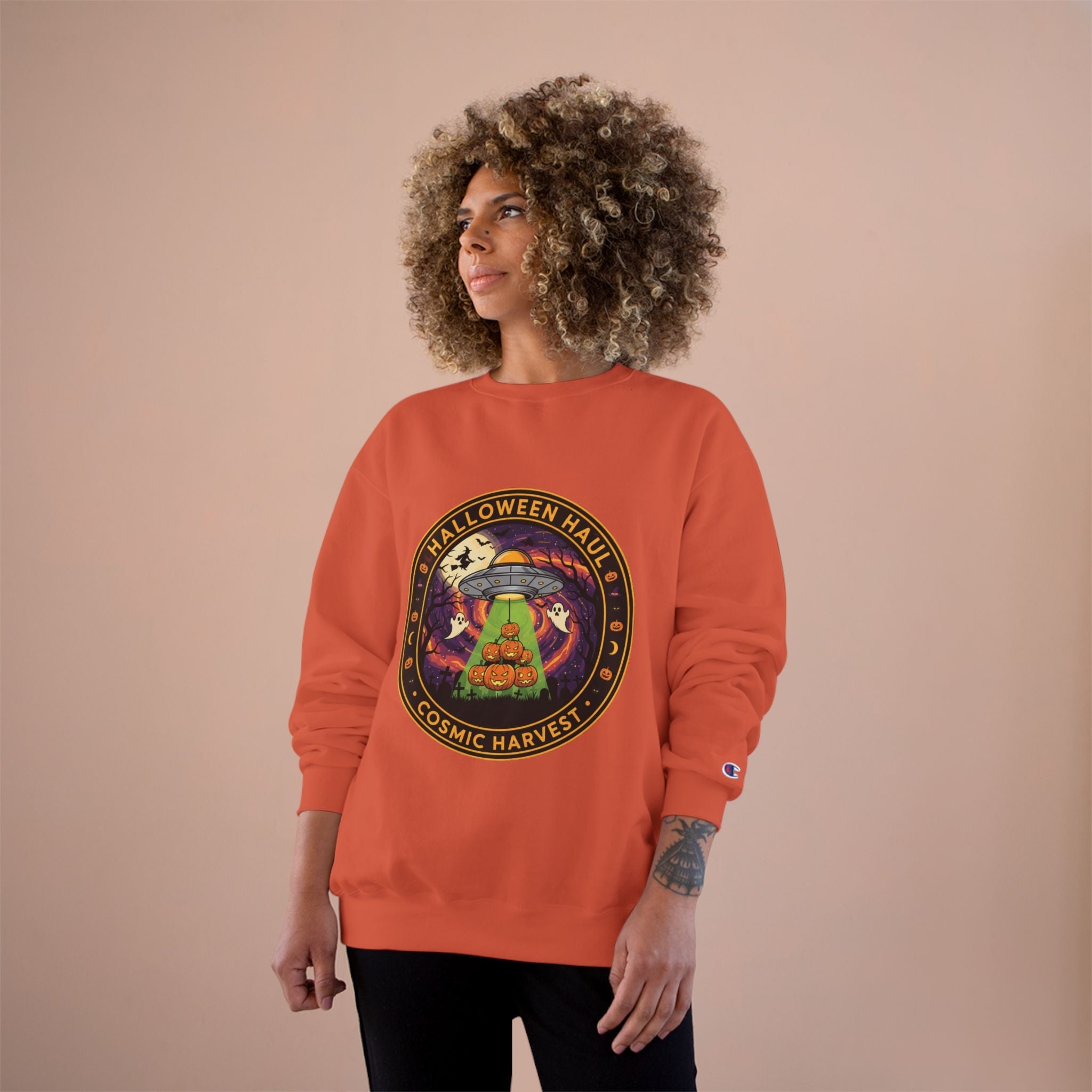 Halloween Cosmic Harvest Sweatshirt, Unisex Graphic Sweatshirt, Fall Apparel, Halloween Gift Idea, Festival Wear, Cozy Lounge Top🎃 Printify