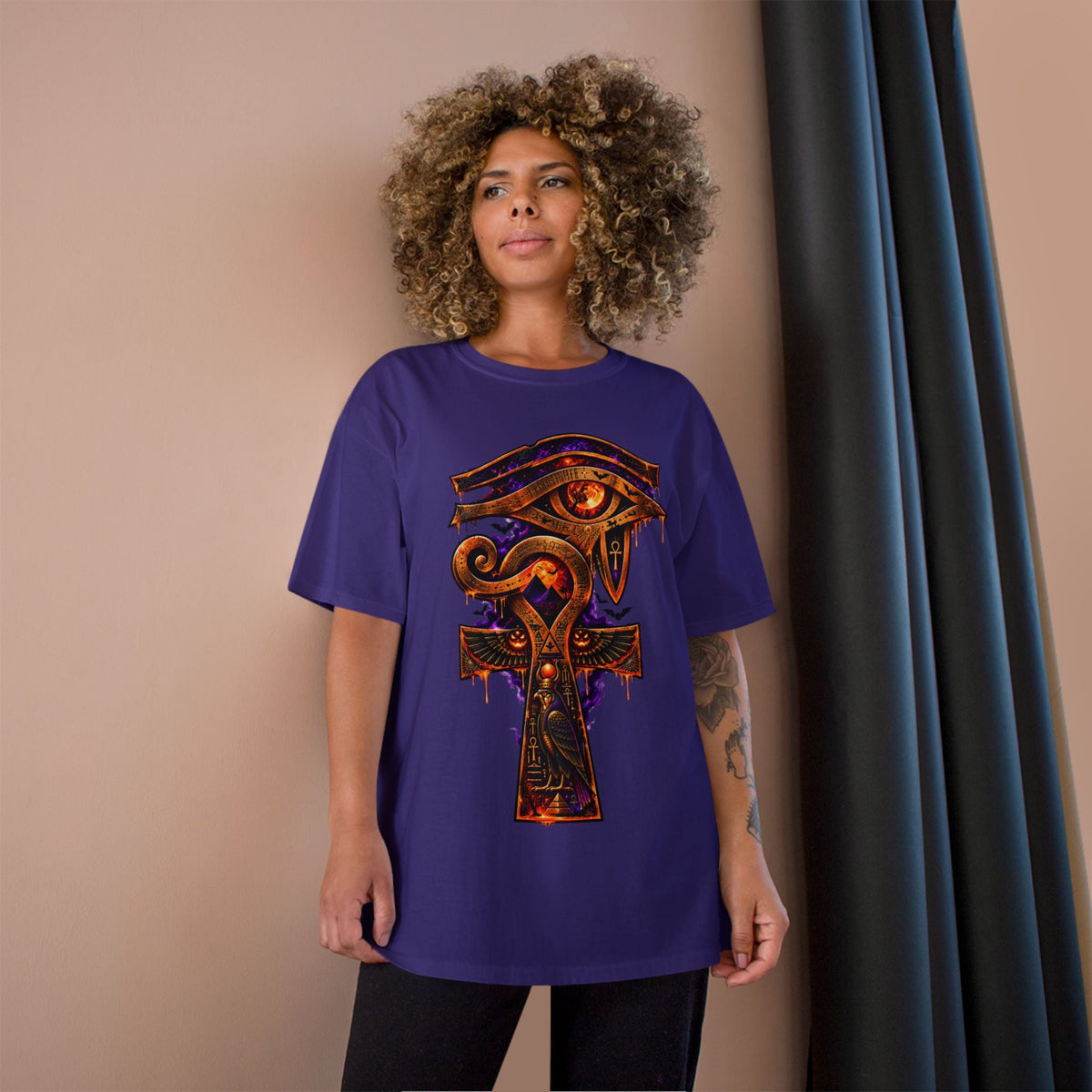 Halloween Eye of Horus Ankh Tee — Spooky Egyptian Champion T-Shirt