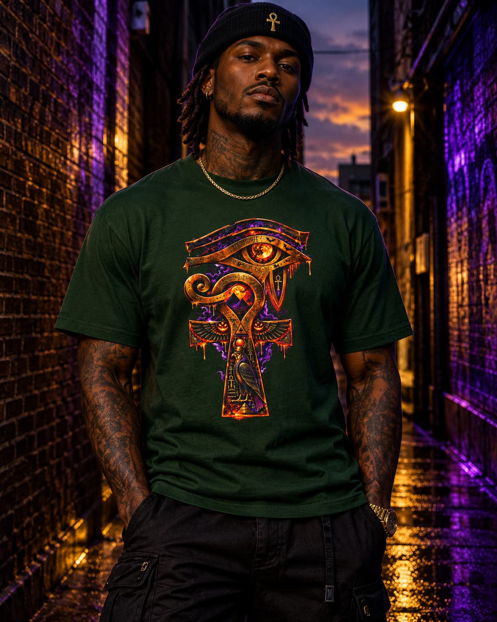Halloween Eye of Horus Ankh Tee — Spooky Egyptian Champion T-Shirt