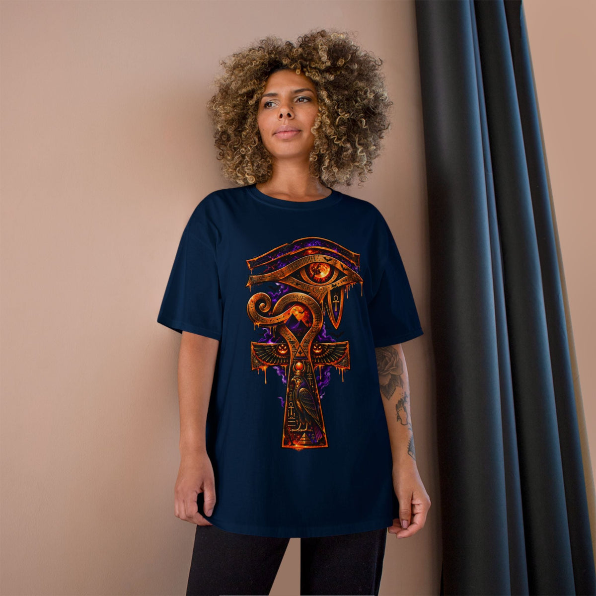 Halloween Eye of Horus Ankh Tee — Spooky Egyptian Champion T-Shirt