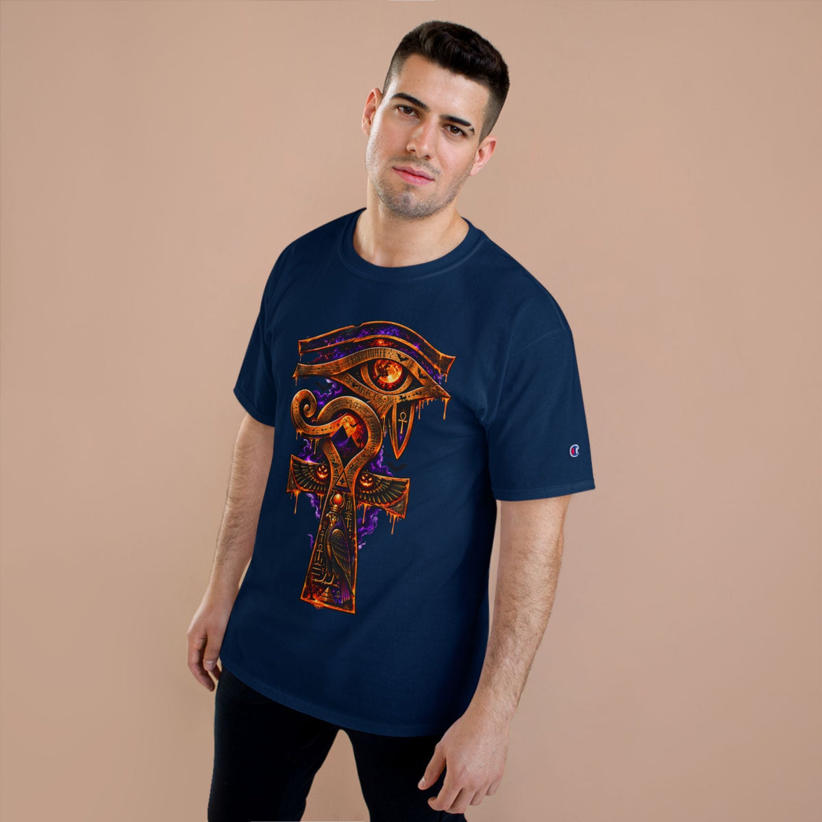 Halloween Eye of Horus Ankh Tee — Spooky Egyptian Champion T-Shirt
