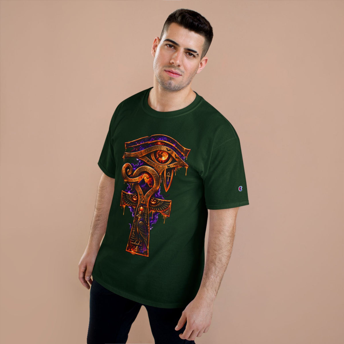Halloween Eye of Horus Ankh Tee — Spooky Egyptian Champion T-Shirt