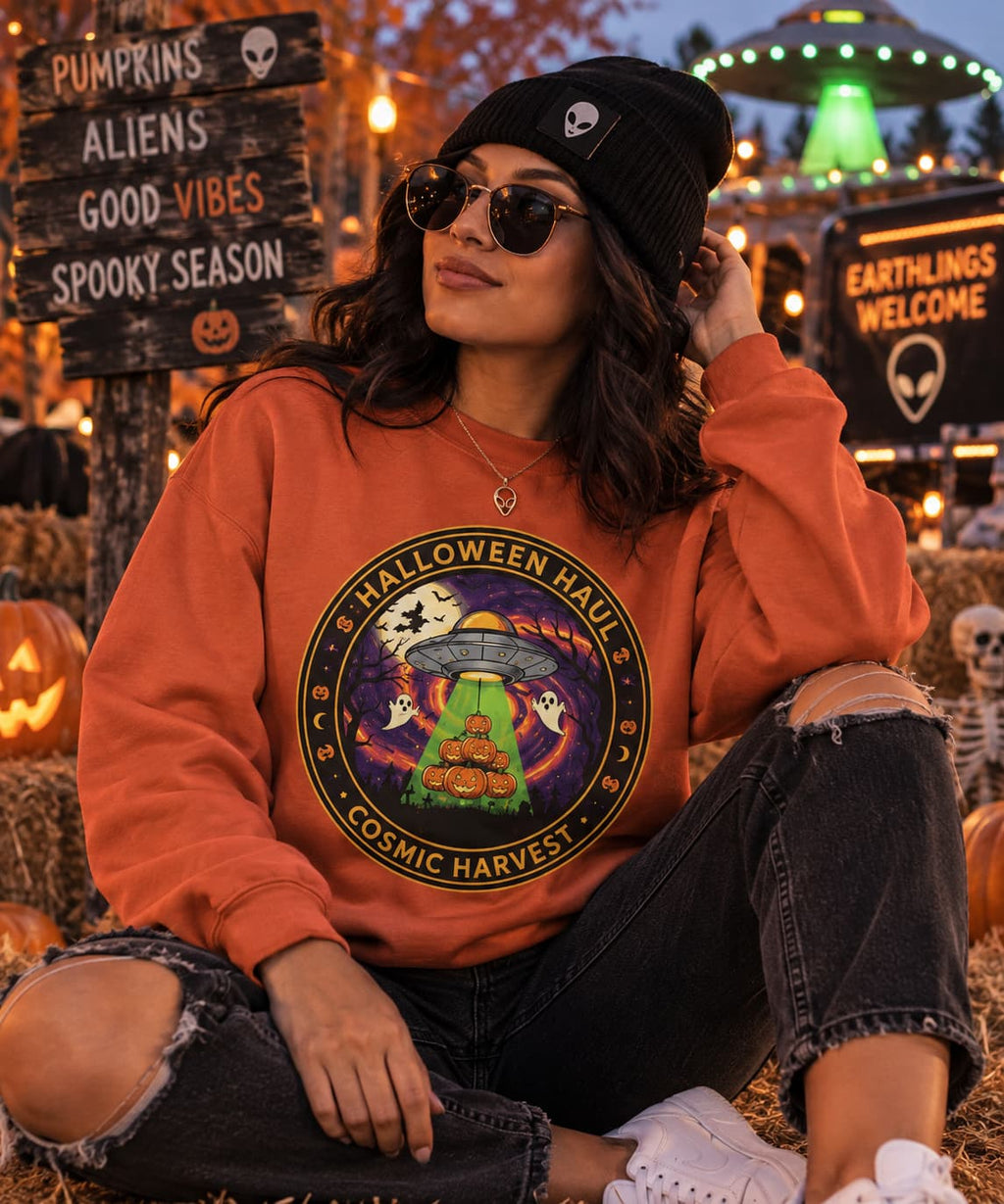 Halloween Haul Cosmic Harvest Sweatshirt | UFO Halloween Crewneck