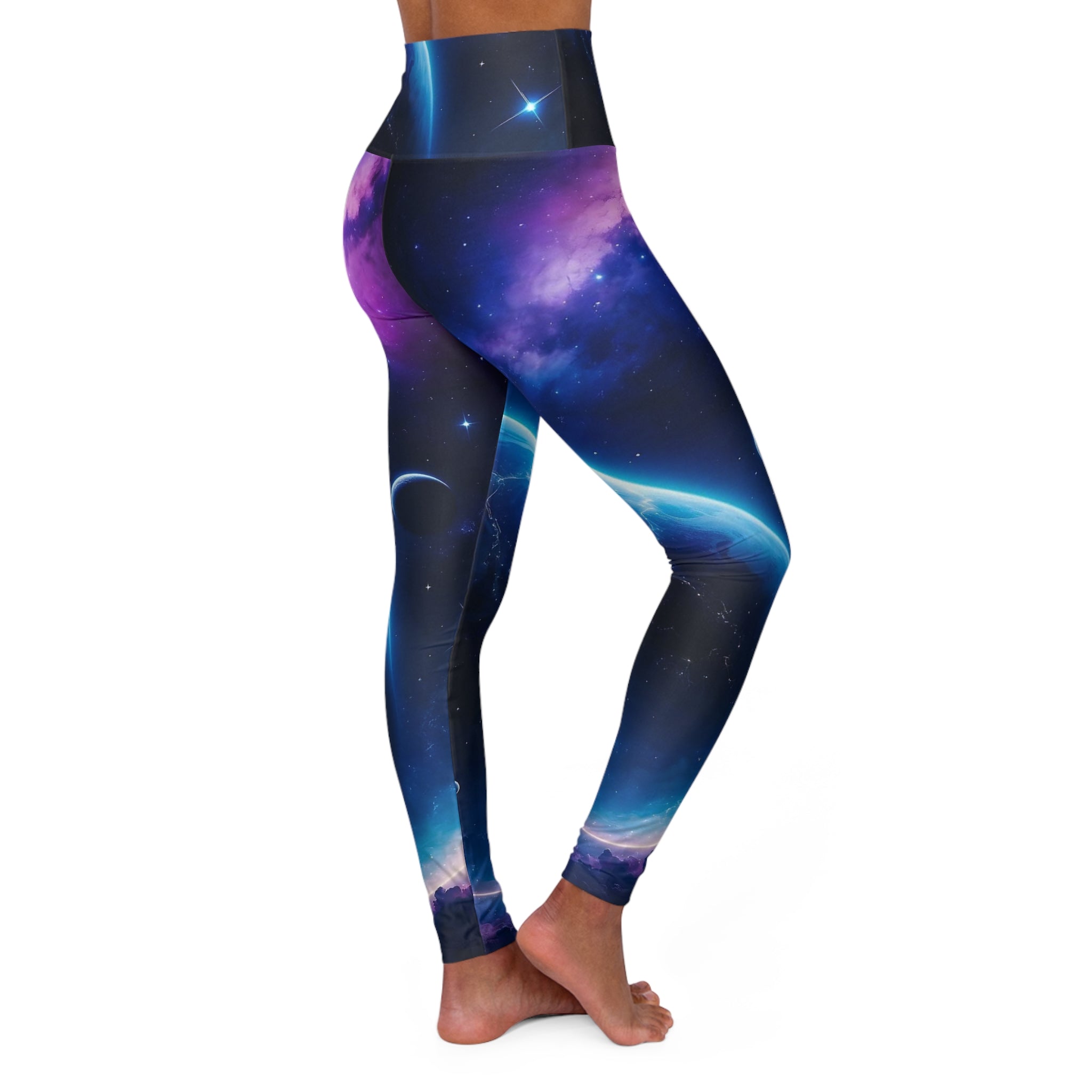 Psychedelic Waves High-Waisted Yoga Leggings — Women's Trippy AOP