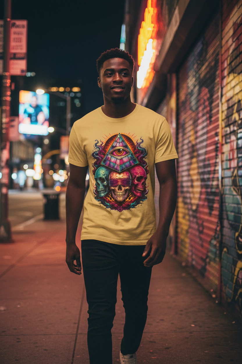 Higher Frequency Colorful Tee Night Black Model